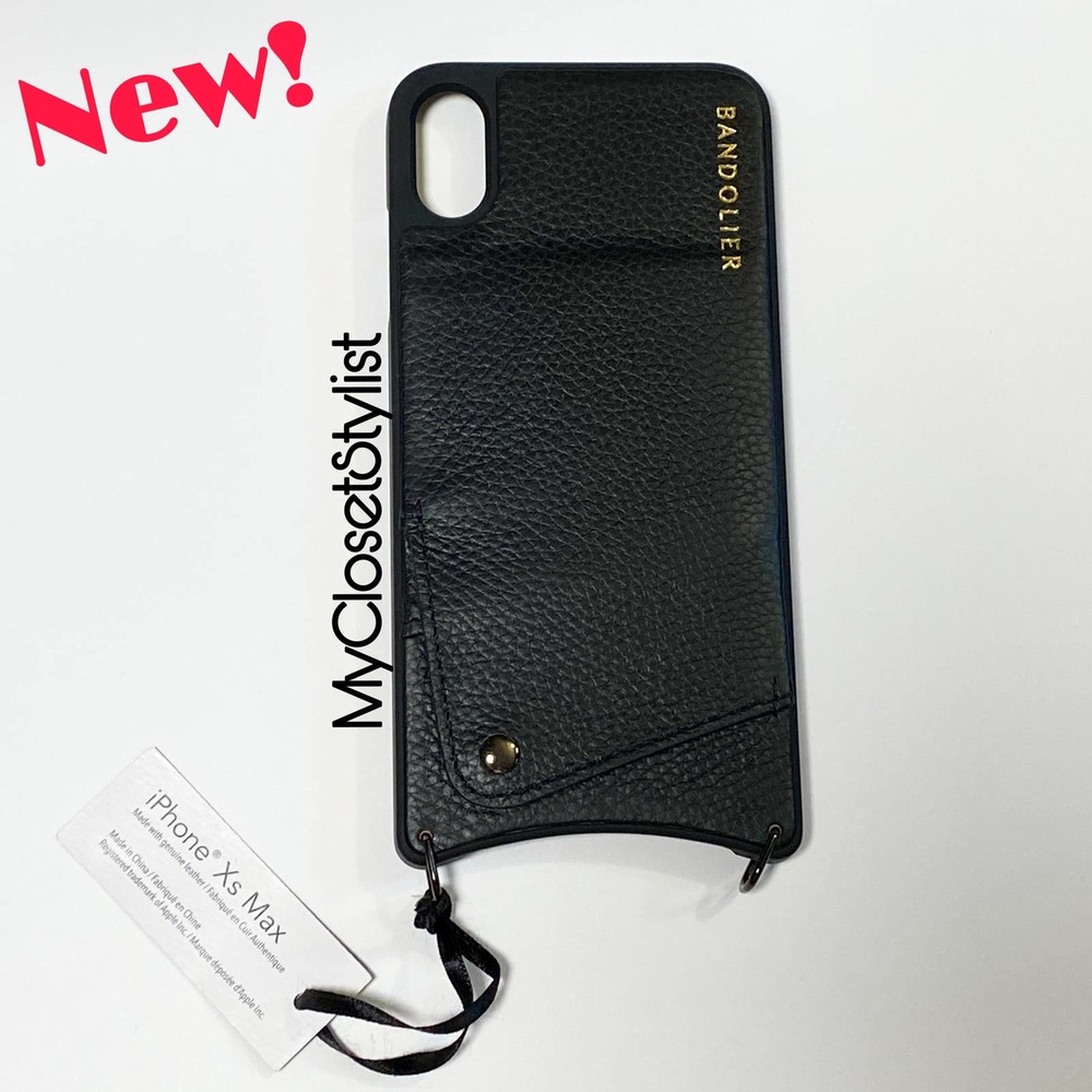 BANDOLIER Black Leather Wallet iPhone XS MAX Crossbody CASE NEW! Pewter Unisex